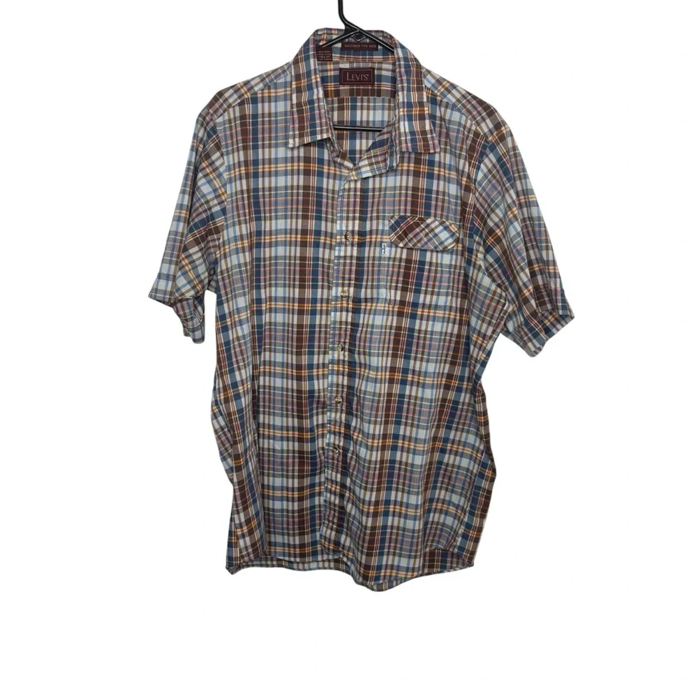 Vintage Levi’s plaid shirt brown blue size XL
